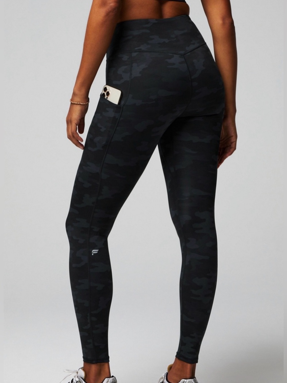 Fabletics Black Camo High-Waist Leggings, Size Small